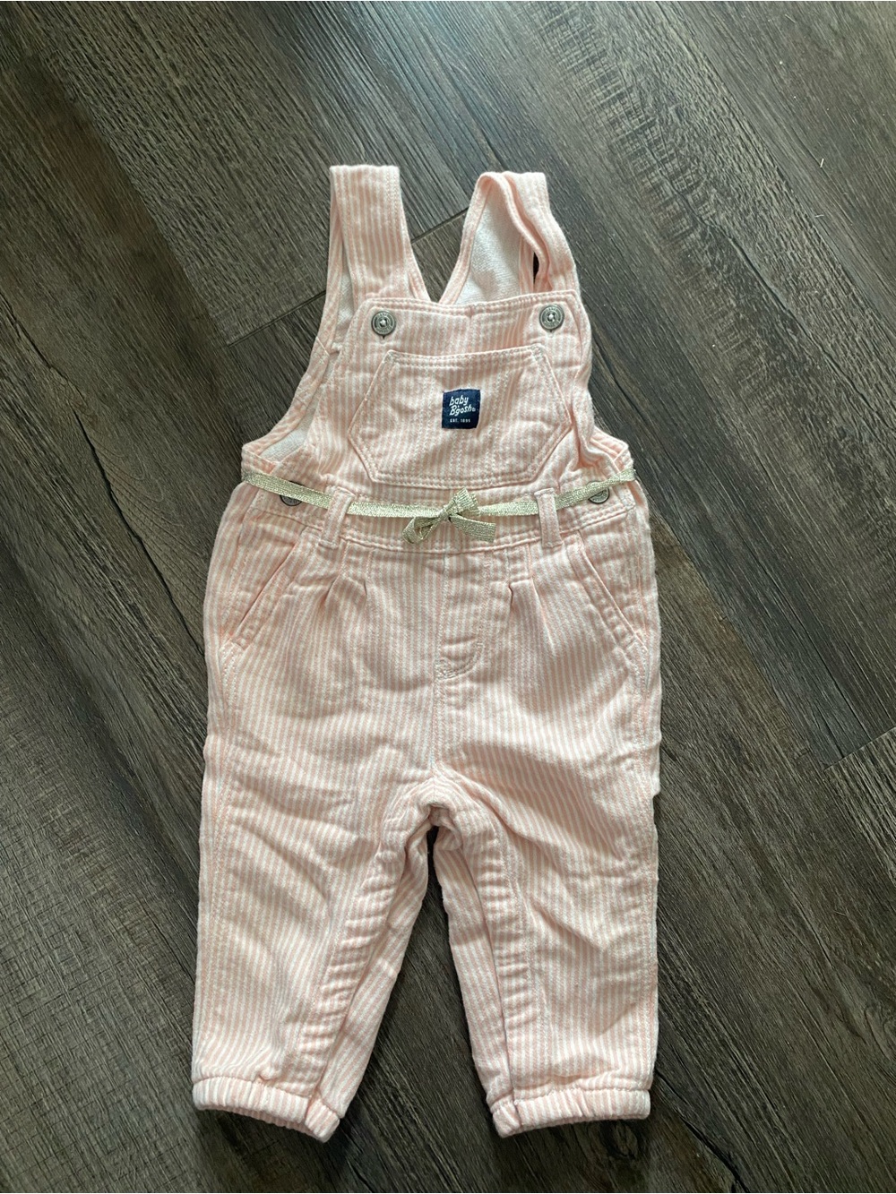 Baby B’gosh pink and white striped overalls